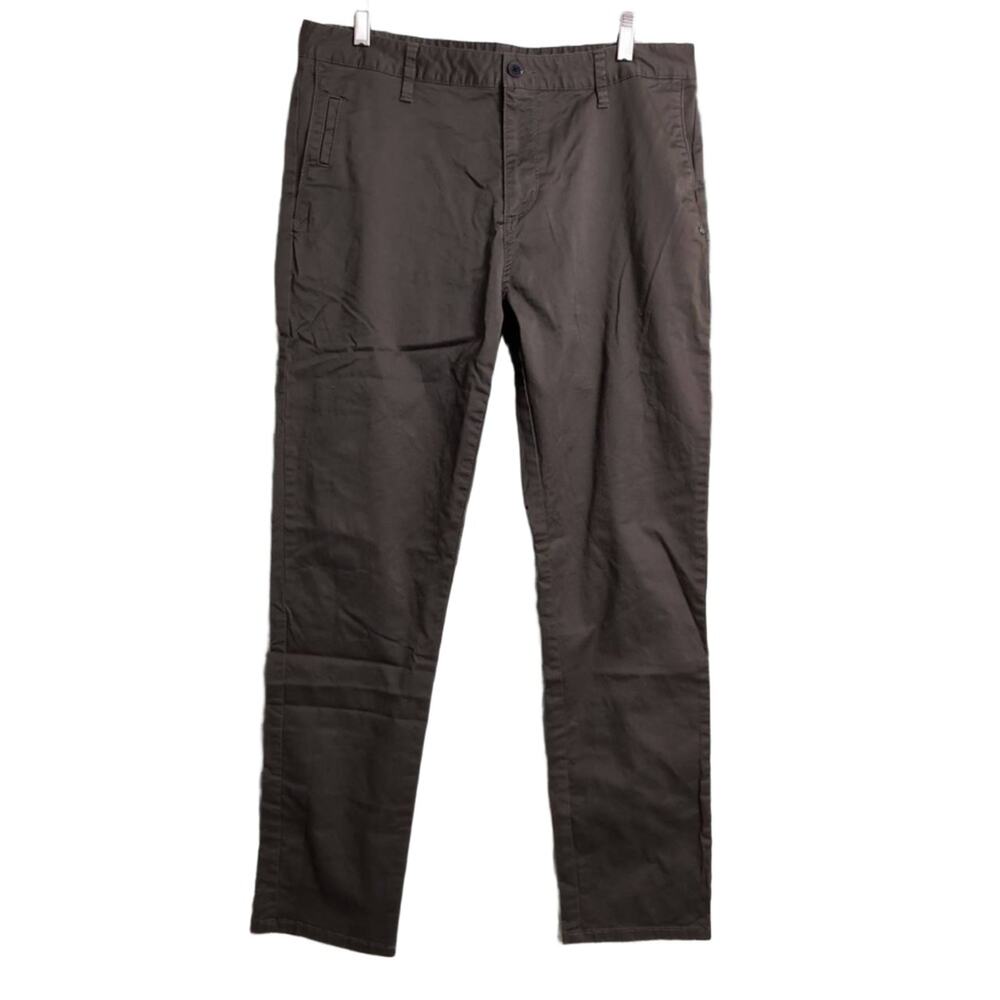 Vuori Collins Chino Pants Dark Gray Stretch Cotton Blend Flat Front Size 34